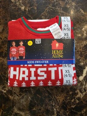 🎄NWT Home Alone Kids Unisex Red Holiday Sweater - XS (4/5)